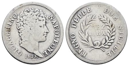 NAPOLI. REGNO DELLE DUE SICILIE. Gioacchino Napoleone (1808-1815). Mezza lira 1813. Ag; 2,5gr; Gig.17; Raro; MB