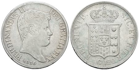 NAPOLI. REGNO DELLE DUE SICILIE. Ferdinando II di Borbone (1830-1859). Piastra 120 grana 1836. Ag; 27,5gr; Gig.61; BB+