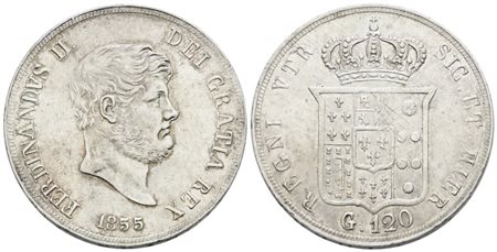 NAPOLI. REGNO DELLE DUE SICILIE. Ferdinando II di Borbone (1830-1859). Piastra 120 grana 1854. Ag; 27,5gr; Gig.86; BB/SPL