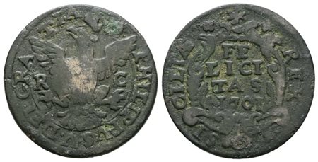 PALERMO. REGNO DI SICILIA. Filippo V (1700-1713). Grano 1701. Cu; 5gr; MIR 506; MB/BB