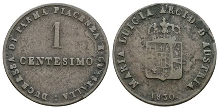 PARMA. Maria Luigia d'Austria (1815-1847). 1 centesimo 1830. Cu; 2gr; Gig. 14