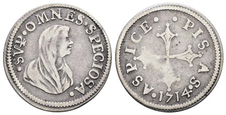 PISA. GRANDUCATO DI TOSCANA. Cosimo III de'Medici (1670-1723). Mezzo giulio - grosso 1714. Ag; 1,40gr; MIR 455. BB
