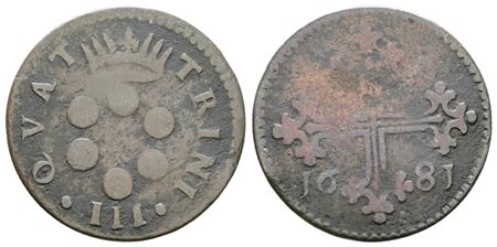 PISA. GRANDUCATO DI TOSCANA. Cosimo III de'Medici (1670-1723). 3 Quattrini 1681. MIR 454/3. Cu MB