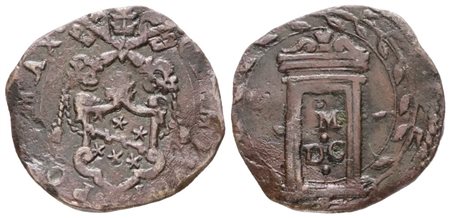 STATO PONTIFICIO. ROMA. Clemente VIII (1592-1605). Quattrino 1600 "giubileo". Cu; 2.6gr; MIR 1457/2; BB