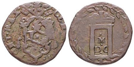 STATO PONTIFICIO. ROMA. Clemente VIII (1592-1605). Quattrino 1600 "giubileo". Cu; 3.3gr; Munt.28; MB/BB