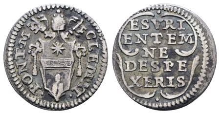 STATO PONTIFICIO. ROMA. Clemente XI (1700-1721). Mezzo grosso. Ag; 0,7gr; Munt.161; MIR 2325/1 ; Raro; BB+