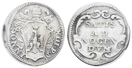 STATO PONTIFICIO. ROMA. Innocenzo XIII (1721-1724). Mezzo grosso. Ag; 0,72gr; Munt.18; MIR 2407/1 ; Raro; BB/SPL