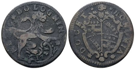 STATO PONTIFICIO. BOLOGNA. Benedetto XIII (1724-1730). Mezzo bolognino 1725. Cu; 6,5gr; Munt.35a; MIR 2459/5 ; Raro; Q.BB