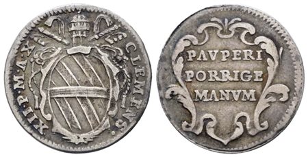 STATO PONTIFICIO. ROMA. Clemente XII (1730-1740). Grosso 1739 a.X. Ag; 1,25gr; Munt.133; MIR 2521/6; RRR; BB+