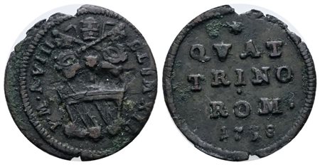 STATO PONTIFICIO. ROMA. Clemente XII (1730-1740). Quattrino 1738. Cu; 2,20gr; Munt.160; MIR 2534/1; NC; BB