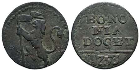 STATO PONTIFICIO. BOLOGNA. Benedetto XIV (1740-1758). Quattrino 1753. Cu; 2,2gr; Munt.237n; MIR 2643/14; BB