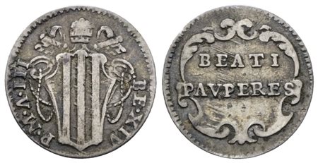 STATO PONTIFICIO. ROMA. Benedetto XIV (1740-1758). Mezzo grosso 1743 a.III. Ag; 0,68gr; Munt.143; MIR 2610/3; Raro; BB+