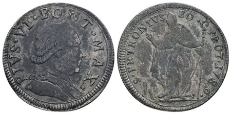 STATO PONTIFICIO. BOLOGNA. Pio VI (1775-1799). Muraiola da 4 bolognini 1789. Mi; 2,9gr; MIR 2842; MB/BB