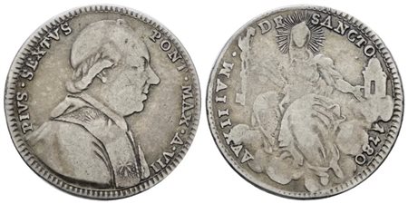 STATO PONTIFICIO. ROMA. Pio VI (1775-1799). Quinto di scudo, doppio giulio 1780, anno VII. Ag; 5gr; Munt.39a; MIR 2770/13; Q.BB