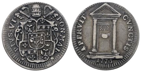 STATO PONTIFICIO. ROMA. Pio VI (1775-1799). Grosso 1775 "Giubileo". Ag; 1,3gr; Munt.50; MIR 2755/1; BB+