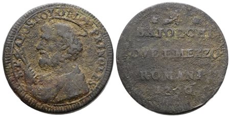 STATO PONTIFICIO. ROMA. Pio VI (1775-1799). Sampietrino da 2,5 baiocchi 1796. Cu; 16,9gr; Munt.99; MIR 2797/1; MB
