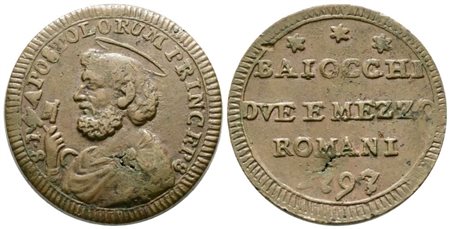STATO PONTIFICIO. ROMA. Pio VI (1775-1799). Sanpietrino da 2 1/2 Baiocchi 1797. Munt. 307. CU; 13,9gr.. BB