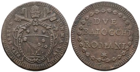STATO PONTIFICIO. ROMA. Pio VI (1775-1799). 2 baiocchi anno XIV. Cu; 27gr; Munt.105a; MIR 2791/4; Raro; BB+