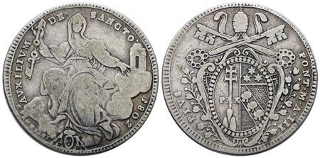 STATO PONTIFICIO. ROMA. Pio VII (1800-1823). Mezzo scudo 1802 A.III. Ag; 13,25gr; Gig.34; RR; Q.BB
