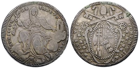 STATO PONTIFICIO. ROMA. Pio VII (1800-1823). Mezzo scudo 1802 A.III. Ag; 13,25gr; Gig.34; RR; BB; Ex mount