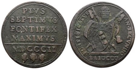 STATO PONTIFICIO. ROMA. Pio VII (1800-1823). Baiocco 1802. Cu; 12gr; Gig.54; BB