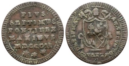 STATO PONTIFICIO. ROMA. Pio VII (1800-1823). Quattrino 1802. Cu; 2,4gr; Gig.72; Q.BB