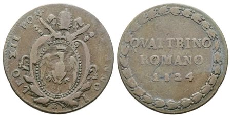 STATO PONTIFICIO. BOLOGNA. Leone XII (1823-1829). Quattrino 1824. Gig.18; Cu; 2,37gr. BB