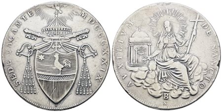 STATO PONTIFICIO. BOLOGNA. Sede Vacante 1829. Scudo 1829. Ag; 26,43gr; NC; Gig.4; Q.BB, ex mount