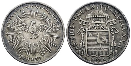 STATO PONTIFICIO. ROMA. Sede Vacante (1830-1831). Testone da 30 baiocchi 1830. Ag; 7,93gr; Raro; Gig.3; BB+