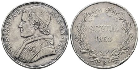 STATO PONTIFICIO. ROMA. Pio IX (1846-1870). Scudo 1853 anno VIII. Ag; 26,9gr; Gig.63; Q.BB; Colpi al bordo