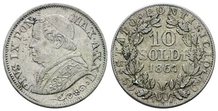 STATO PONTIFICIO. ROMA. Pio IX(1846-1870). 10 soldi 1867 anno XXII. Ag; 2,5gr; Gig.306; Q.SPL