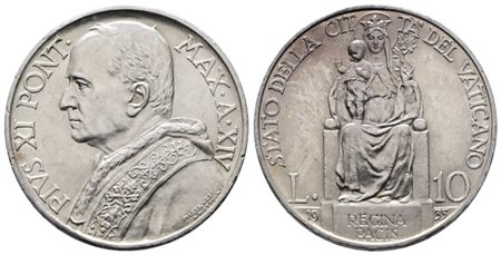 VATICANO. Pio XI (1929-1938). 10 lire 1935. Gig. 17; Ag; 10gr. SPL/FDC