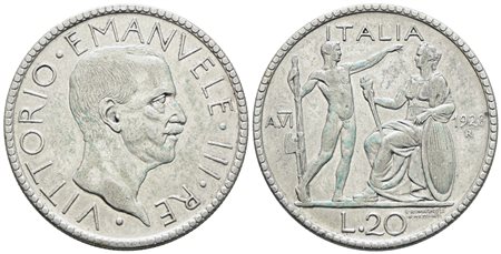 REGNO D'ITALIA. Vittorio Emanuele III (1900-1943). 20 lire 1928 "Littore". Ag; 15gr; Gig.37; NC; BB/SPL
