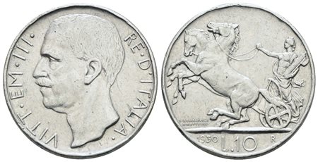 REGNO D'ITALIA. Vittorio Emanuele III (1900-1943). 10 lire 1930 "Biga". Ag; 10gr; Gig.59; NC; BB
