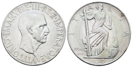 REGNO D'ITALIA. Vittorio Emanuele III (1900-1943). 10 lire 1936 "Impero". Ag; 10gr; Gig.64; BB/SPL