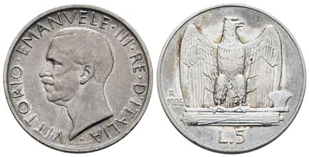 REGNO D'ITALIA. Vittorio Emanuele III (1900-1943). 5 lire 1926 "Aquilotto". Ag; 5gr; Gig.73; Raro; BB+