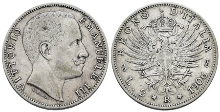 REGNO D'ITALIA. Vittorio Emanuele III (1900-1943). 2 lire 1906 "Aquila sabauda". Ag; 10gr; Gig. 94; BB+