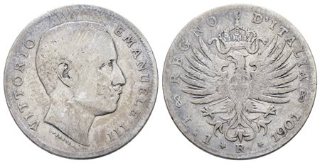 REGNO D'ITALIA. Vittorio Emanuele III (1900-1943). Lira 1901 "Aquila sabauda". Ag; 5gr; Gig. 127; NC; MB