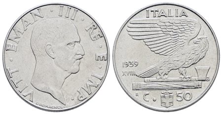 REGNO D'ITALIA. Vittorio Emanuele III (1900-1943). 50 centesimi 1939 "Impero". Ac; 6gr; Gig. 184a; NC; Q.FDC