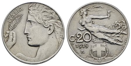 REGNO D'ITALIA. Vittorio Emanuele III (1900-1943). 20 centesimi 1919"Libertà librata". Ni; 4gr; Gig. 200; NC; Q.SPL