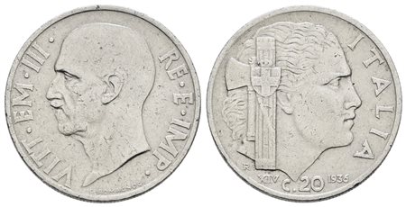 REGNO D'ITALIA. Vittorio Emanuele III (1900-1943). 20 centesimi 1936 "Impero". Ni; 4gr; Gig. 217; BB