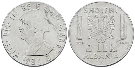 ALBANIA. Vittorio Emanuele III (1939-1943). 2 Lek, 1939. Ac; 10gr; Gig.3a; SPL