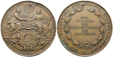AUSTRIA. Francesco Giuseppe (1848-1916) Medaglia 1883 Completamento lavori galleria. AE (g 133 - Ø 70 mm) BB