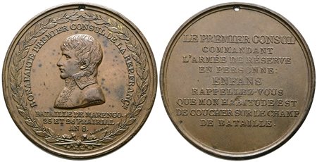PERSONAGGI. Medaglia Napoleone battaglia di Marengo 1800. Ae; 63,02gr; 50,03mm. Forata  BB 