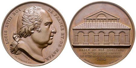 FRANCIA. Medaglia Luigi XVIII, Mercato del grando d'Orleans - 1824 (36,75 g; 41,96 mm). qFDC