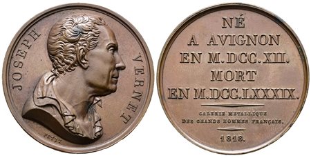 FRANCIA. Medaglia Joseph Vernet (1818) AE (36,38 g; 40,97 mm). COLLIGNON 771.. FDC    