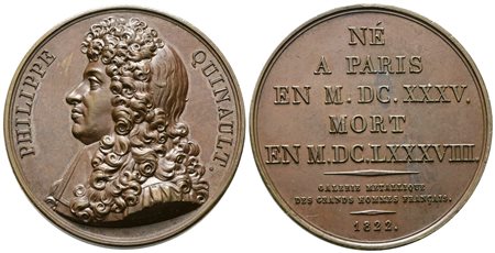 PERSONAGGI. Medaglia 1822 Philippe Quinault. Ae; 35,77gr; 41,11mm. SPL