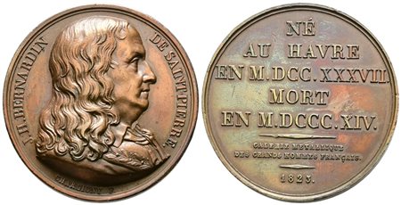 PERSONAGGI. Medaglia J.H. Bernardin de Saint-Pierre 1825. Ae; 36,34gr; 41,19mm  SPL