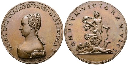 PERSONAGGI. Medaglia Diana di Poitiers post 1880 (1499-1566). AE gr. 67,22 mm 53  FDC 