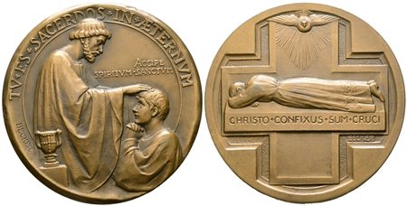 RELIGIOSE. Medaglia religiosa Opus Becker 1921-1971. "Tu es sacerdos in aeternum". AE 60mm. 103gr. FDC